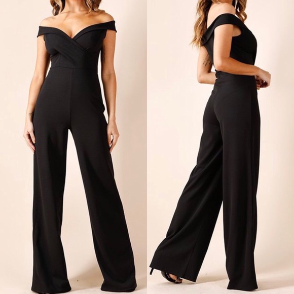 PRICE FIRM Classy Black off the shoulder jumpsuit - Picture 2 of 4
